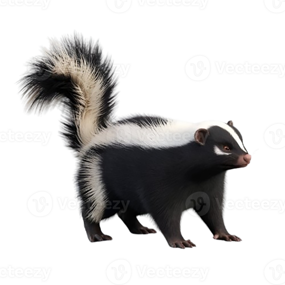 a skunk is standing on a transparent background png