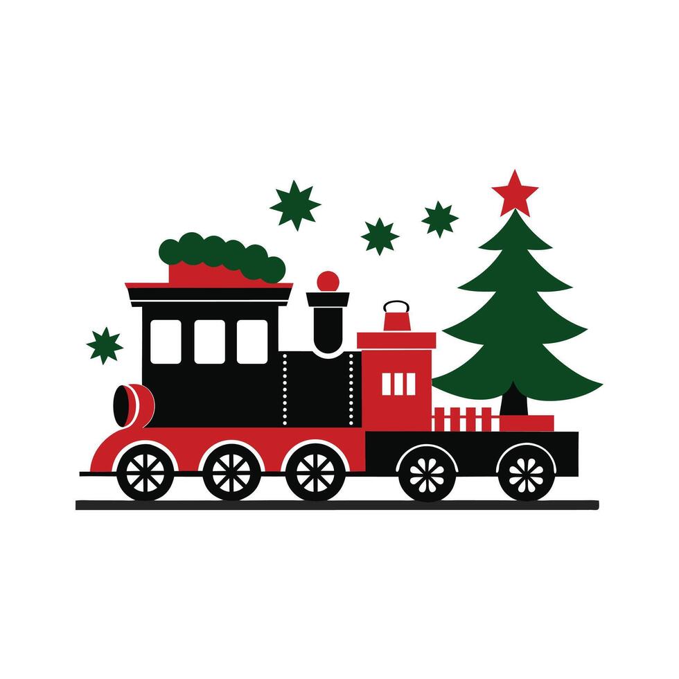 Christmas train silhouette Illustration vector