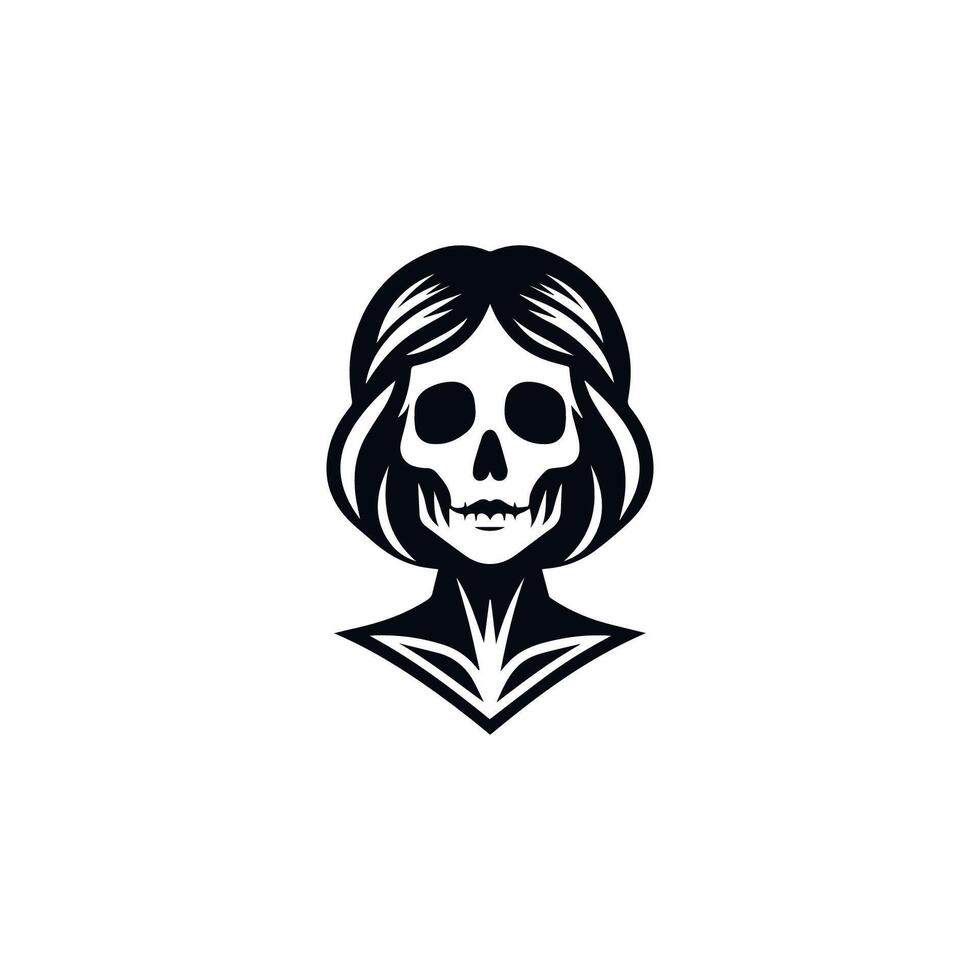 Girl skull head logo vector