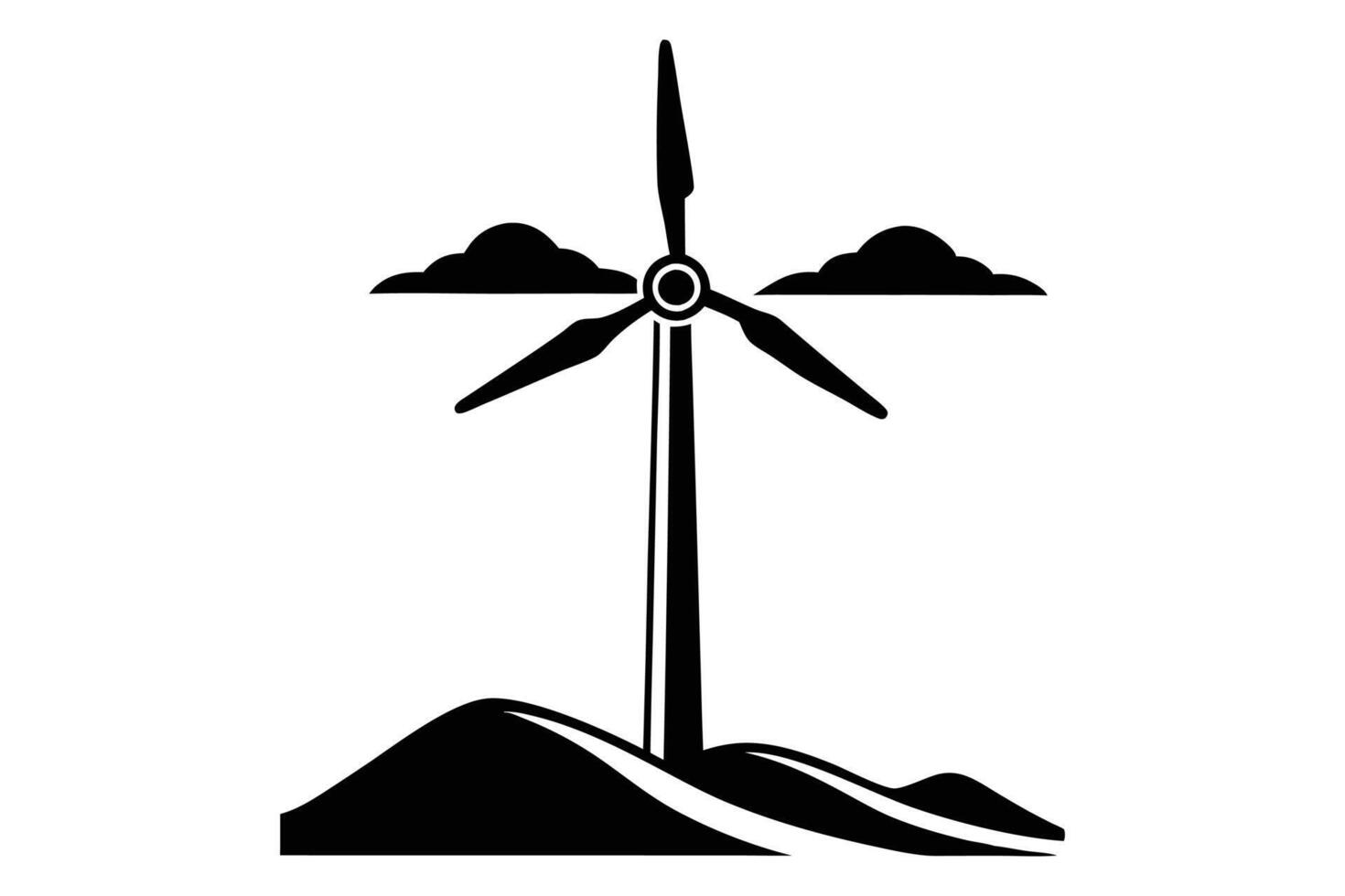 Silhouette of a Wind Turbine, Illustration, Renewable Energy Icon vector
