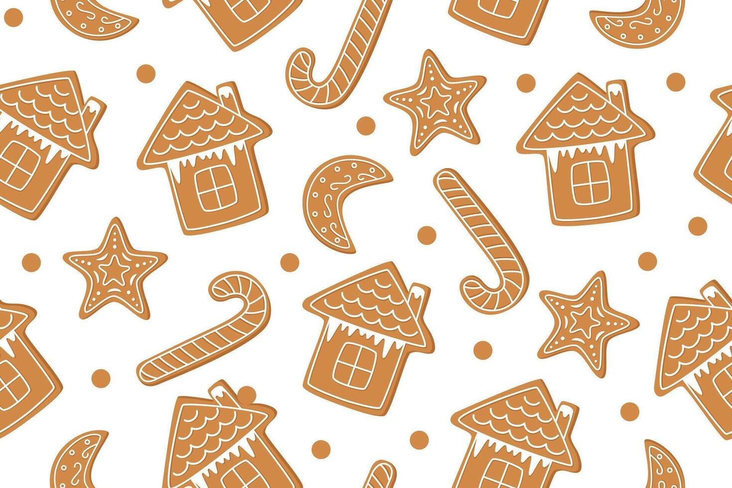 Christmas seamless pattern of Christmas gingerbreads on white background. Christmas background. Christmas concept. Christmas ornaments. vector