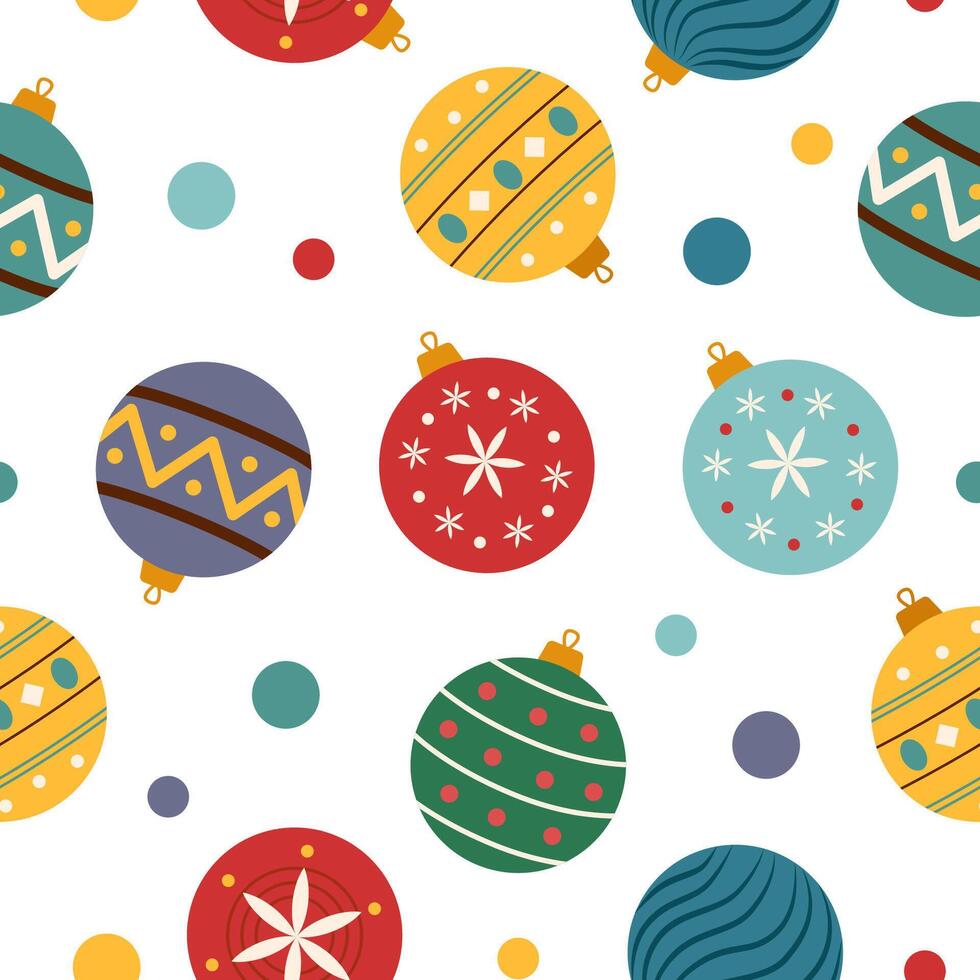 Christmas seamless pattern of Christmas ornaments on white background. Christmas background. Christmas concept. vector
