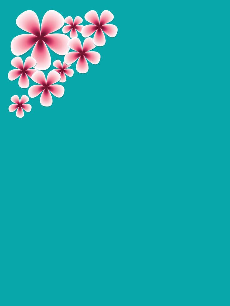 The blue background has flowers with flowers mixed with pink and red. vector