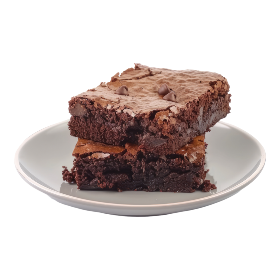 Chocolate brownie cake isolated on transparent background. png