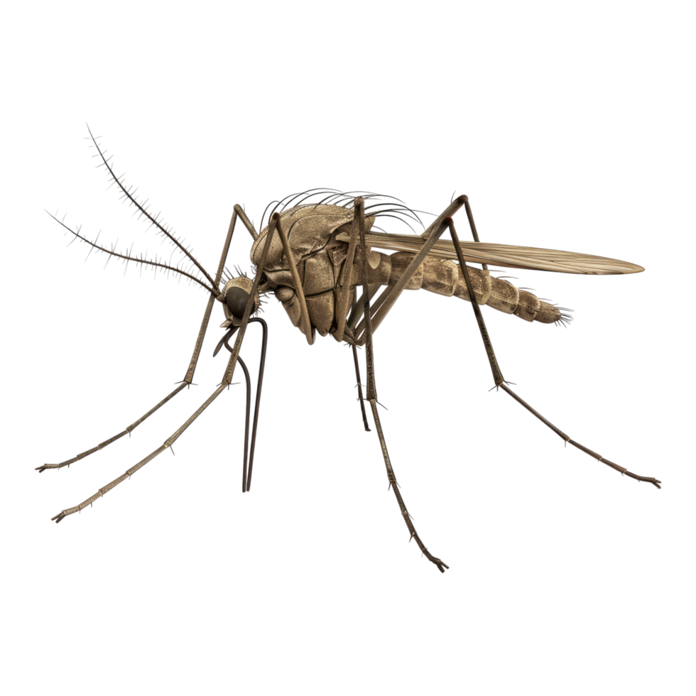 Close up of mosquito isolated on transparent background. png