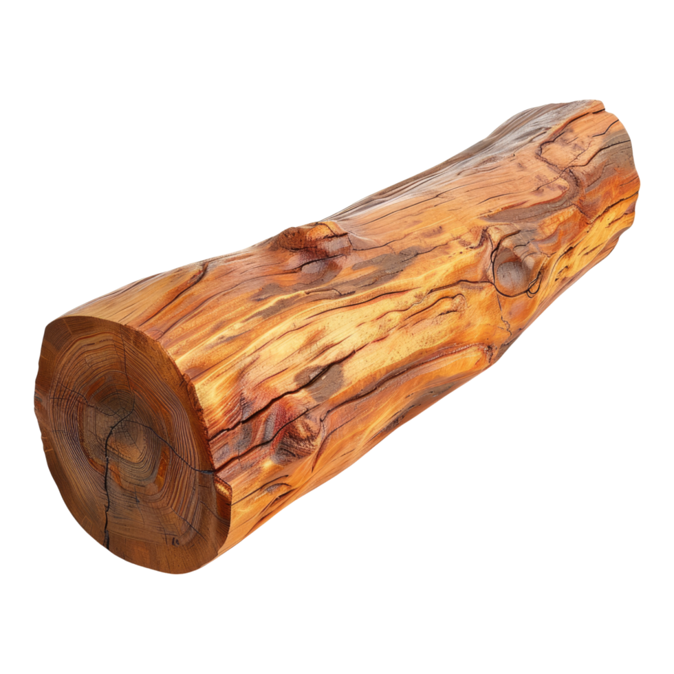 Cedar wood log isolated on transparent background. png