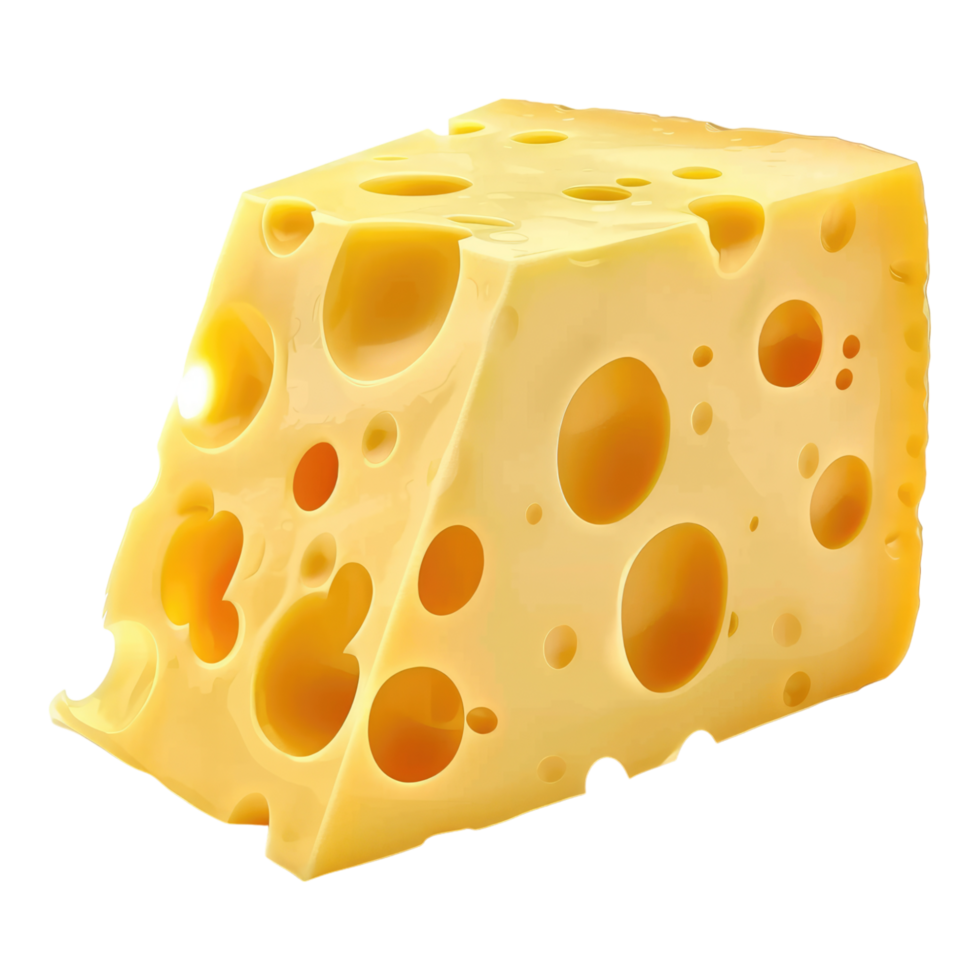 Swiss cheese slice Isolated on transparent background. png