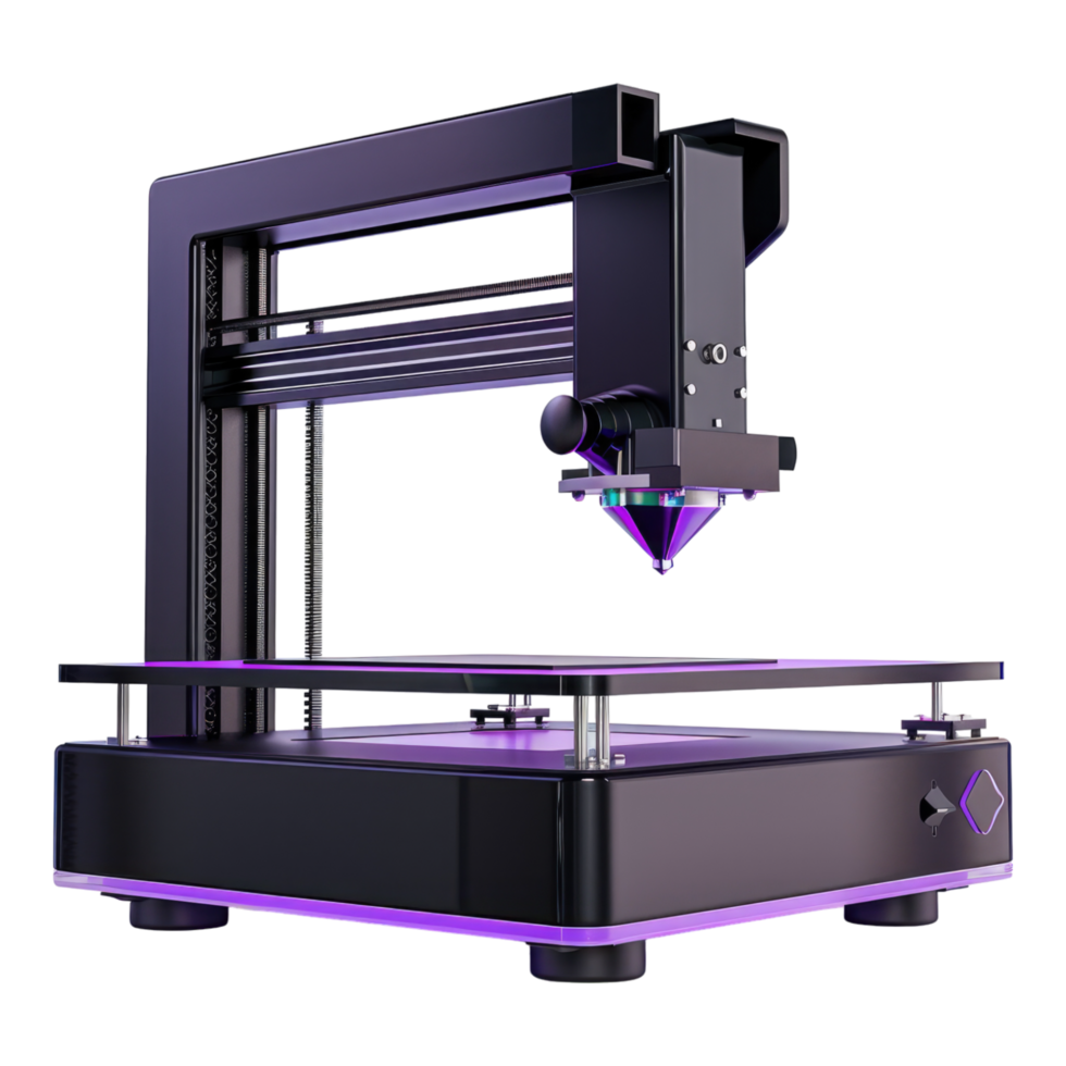Metal 3D printer isolated on transparent background. png