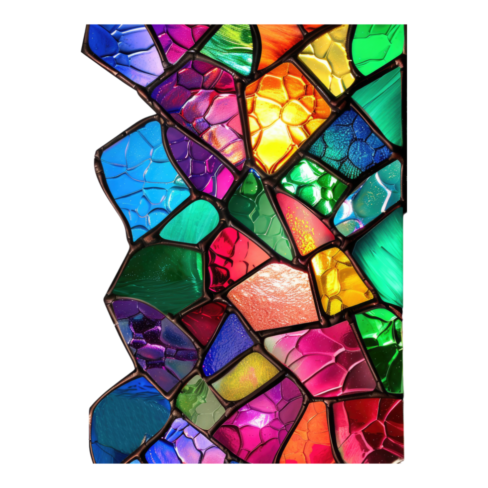 Abstract colorful dynamic glass pattern isolated on transparent background. png