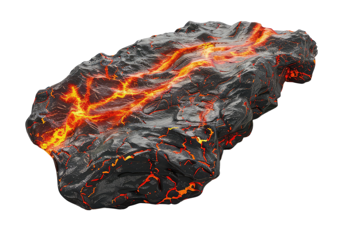 Flowing lava isolated on transparent background. png