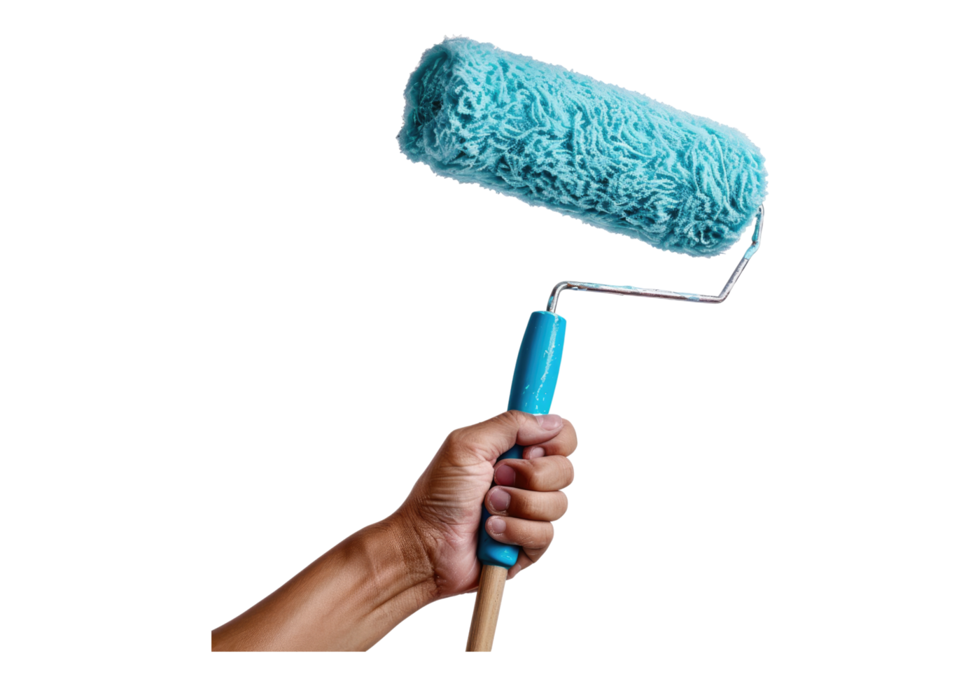 mão segurando pintura rolo isolado em transparente fundo. png
