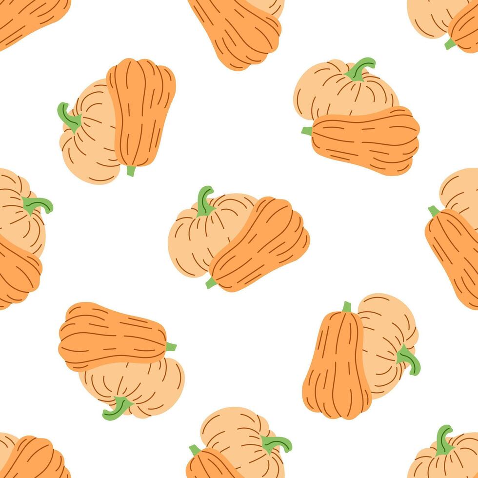 flat style Halloween seamless pattern. Hand-drawn pumpkin. Element for labels, packaging and cards design. vector
