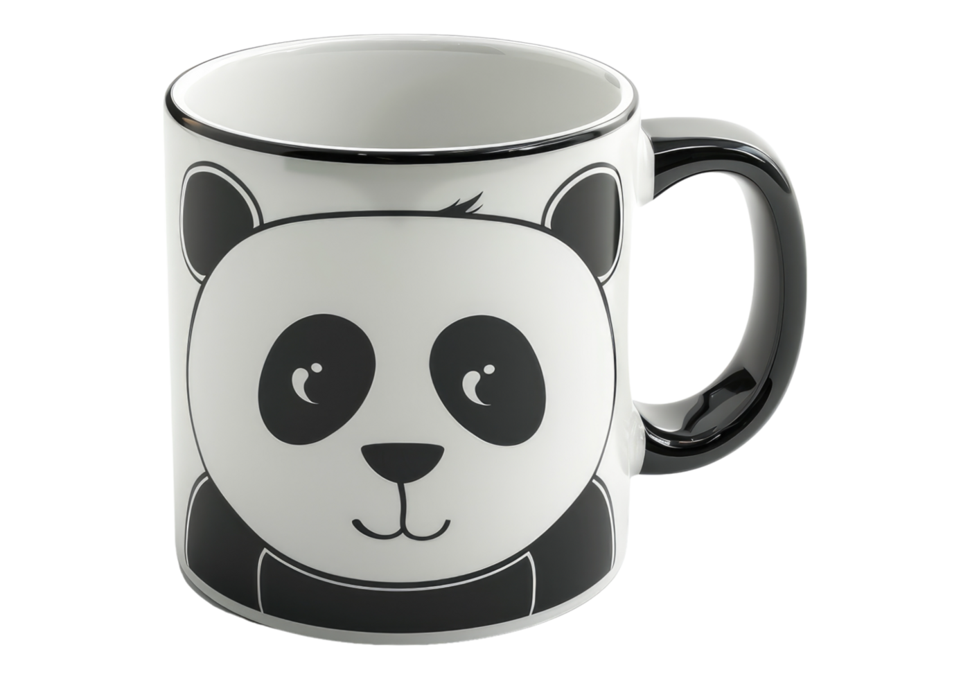 Coffee mug with panda sticker isolated on transparent background. png