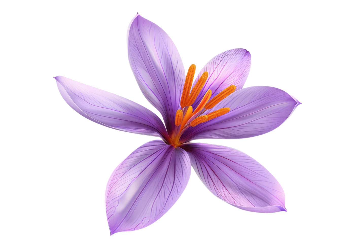 Saffron flower isolated, transparent background, , cutout. png