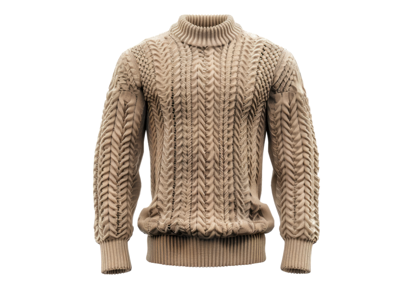 Beige sweater isolated, transparent background, , cutout. png