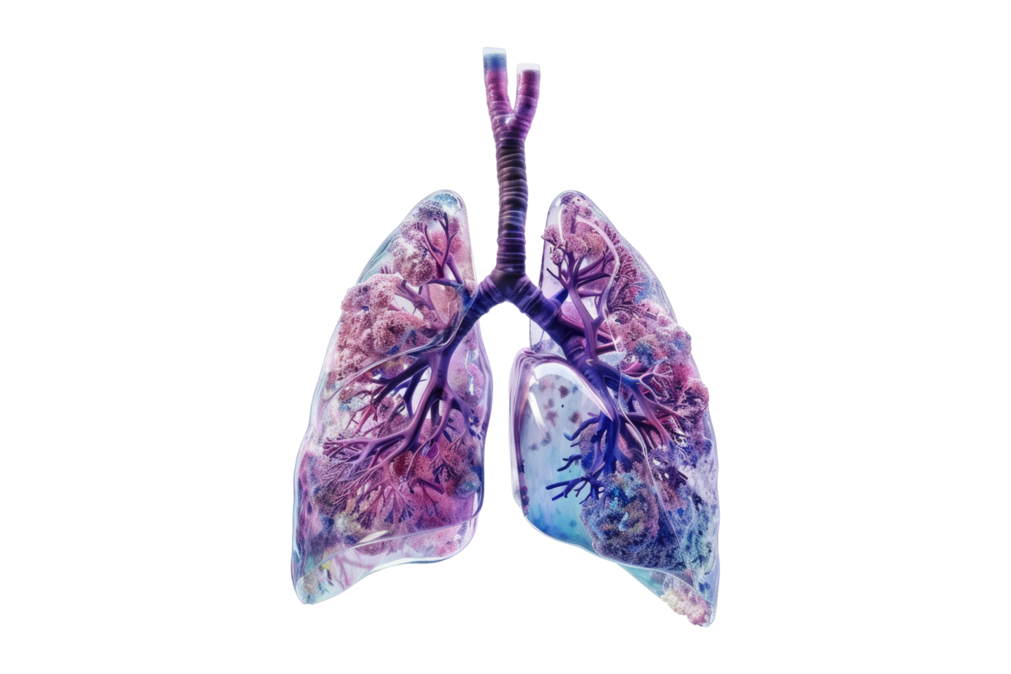 Plastic model of lungs isolated on transparent background. png