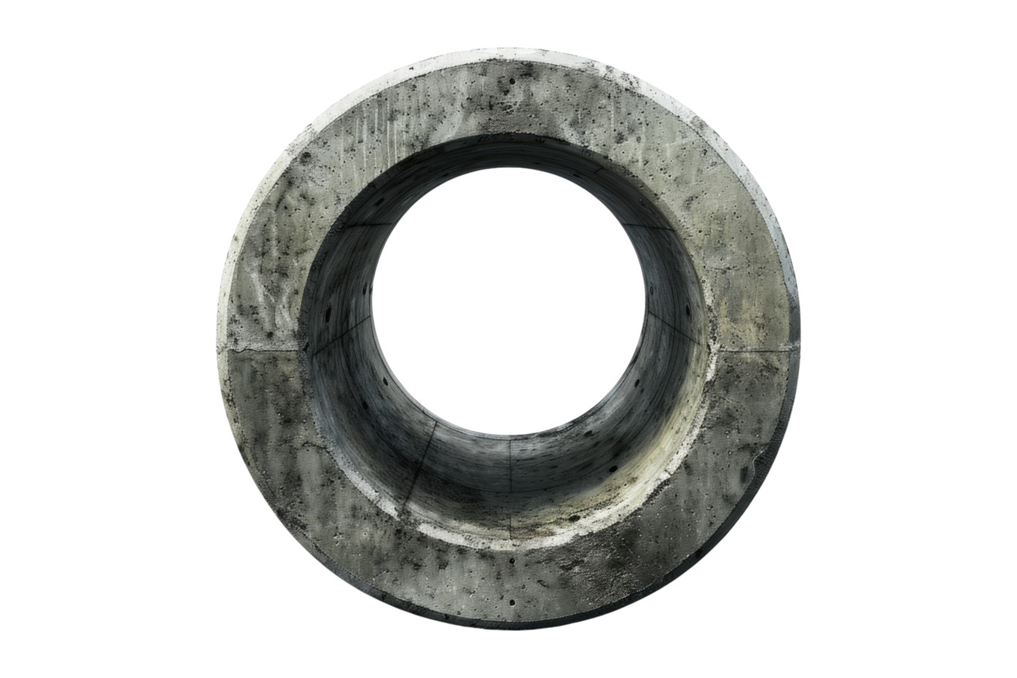 Concrete main wastage drain pipe isolated on transparent background. png