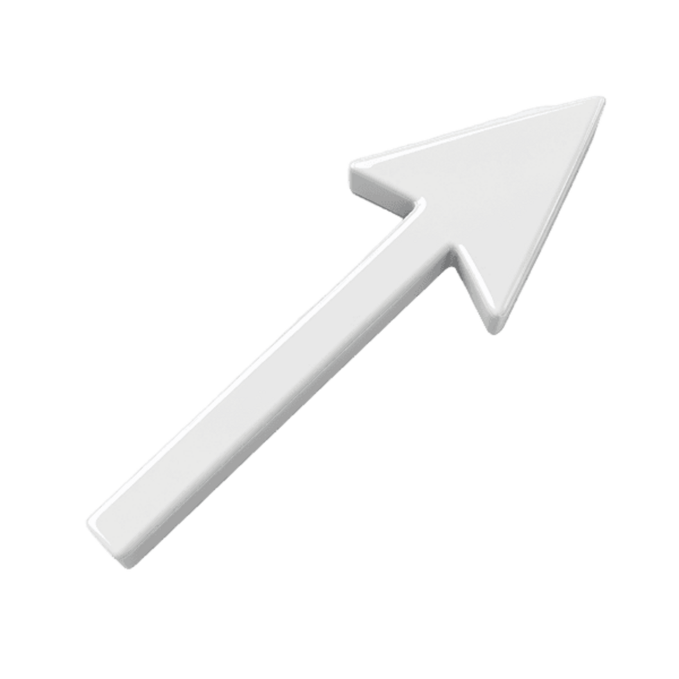 White Arrow Pointing Upwards with Sharp Tip on Transparent background png