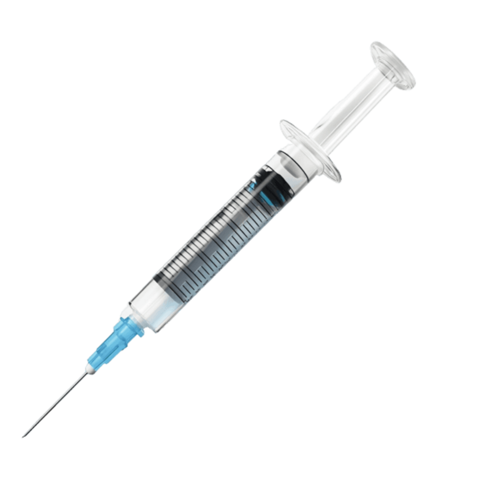 Syringe with Blue Liquid and Needle on Transparent background png