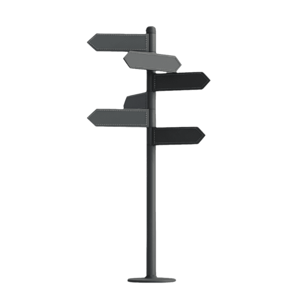 Signpost with Multiple Directional Signs on Transparent background png