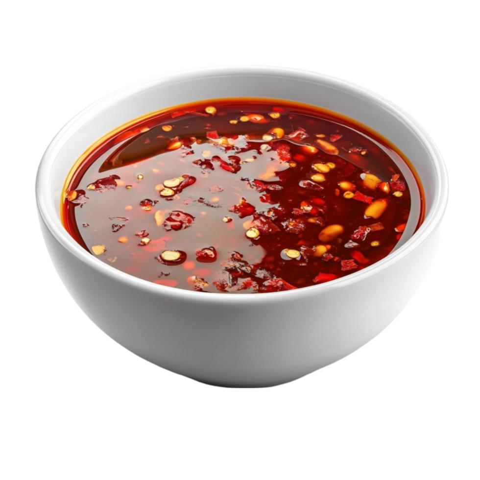 Bowl of Soup with Red Spoon on Transparent background png
