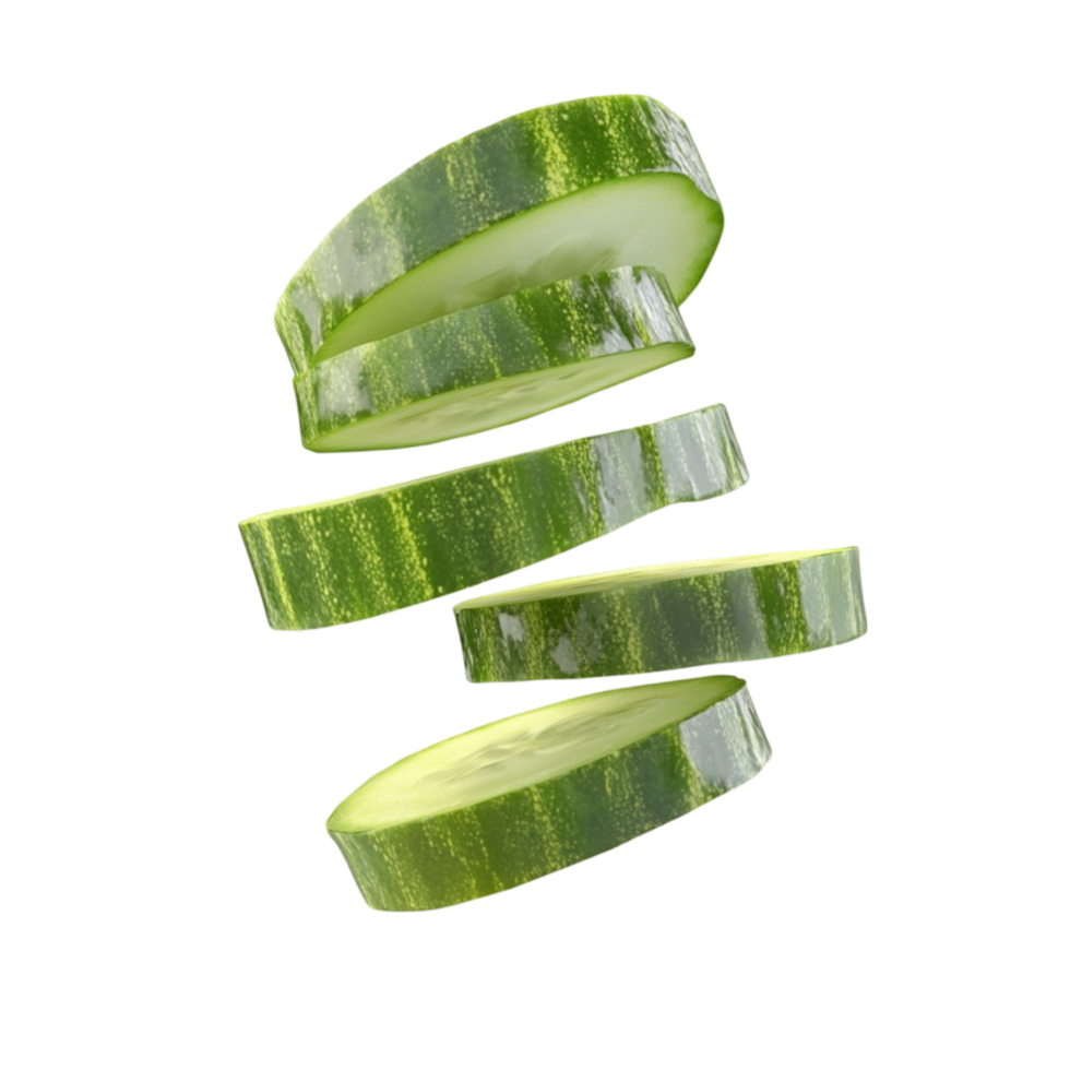 Stack of Green Cucumber Slices on Transparent background png