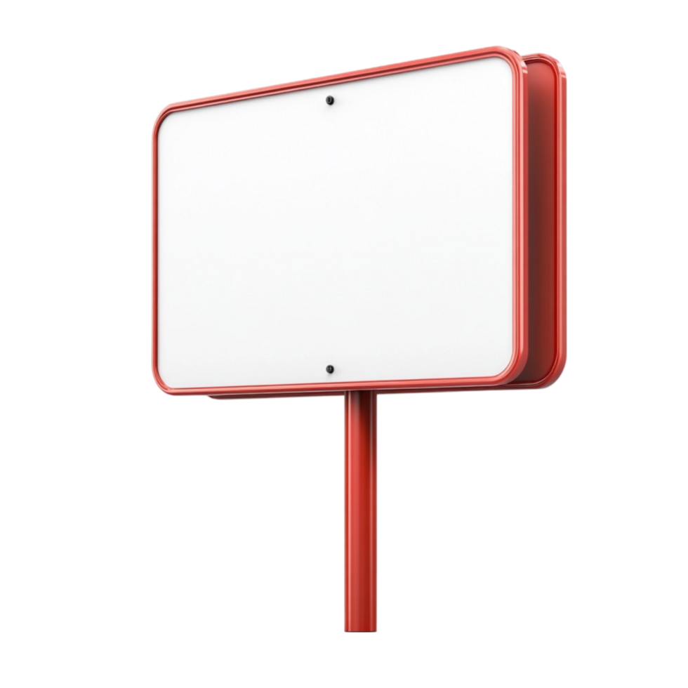 Red Digital Billboard with White Screen on Transparent background png