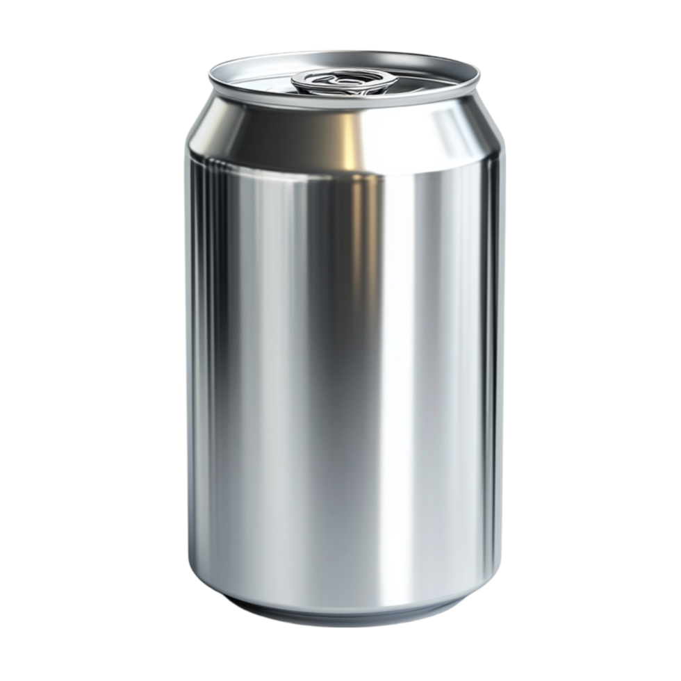 Silver Soda Can with Reflective Surface and Visible AI-GeneratIive png