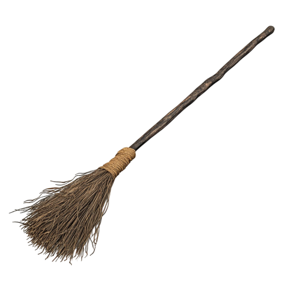Waving Broomstick with Bristly Broom Head in Motion AI-GeneratIive png