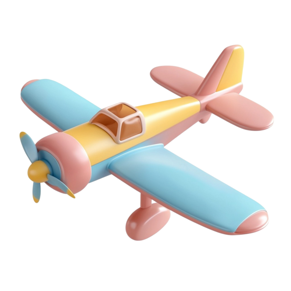 Cartoon Airplane with Yellow Body and Blue AI-GeneratIive png