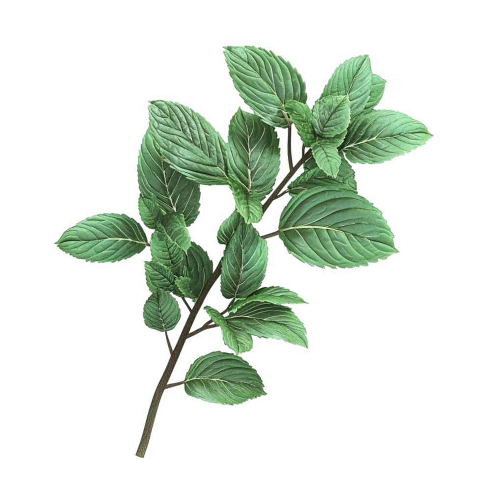 Green Leafy Plant with Stem and Branches, AI-GeneratIive png