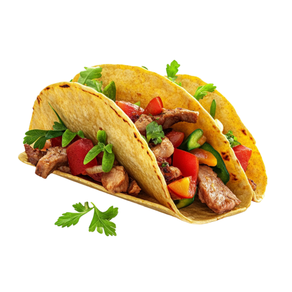 Plate of Meat Tacos with Lettuce, Tomatoes AI-GeneratIive png