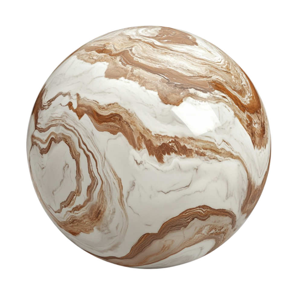 3D Rendering of Marble Ball with Intricate Swirling AI-GeneratIive png
