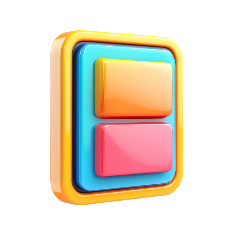 3D Colorful Square Icon with Yellow Border AI-GeneratIive png