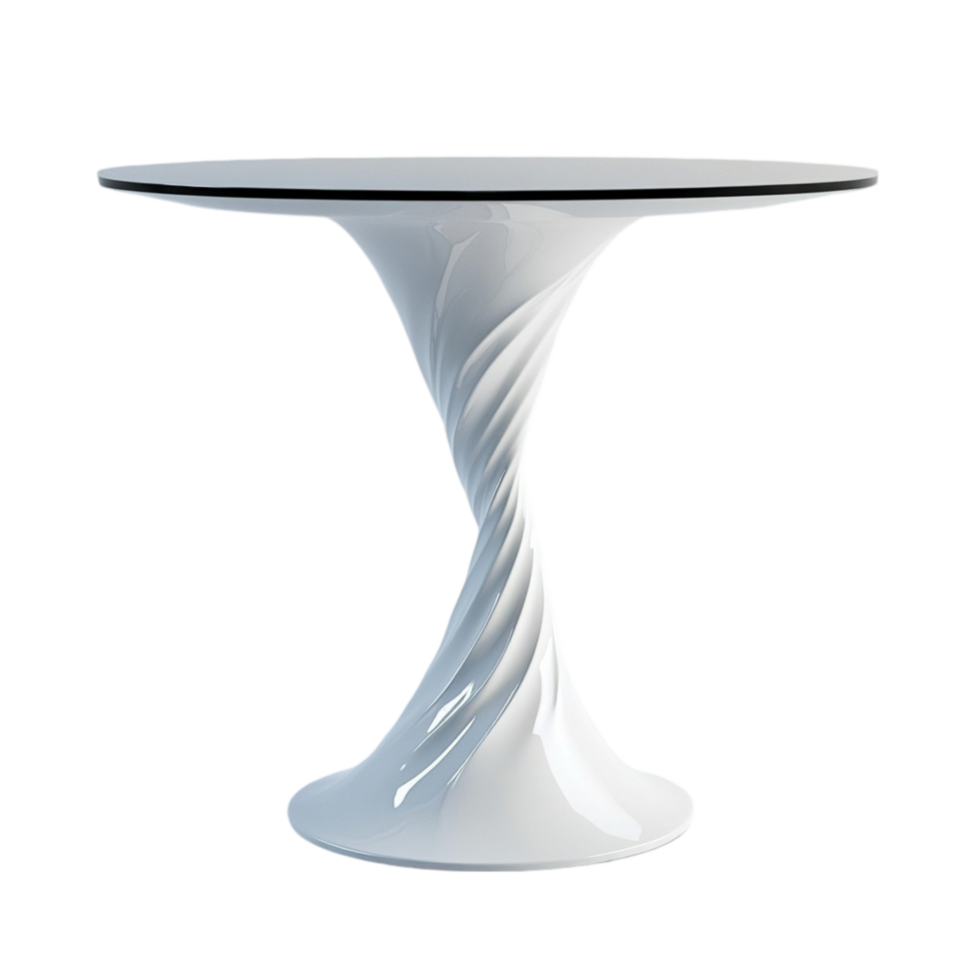 White Modern Round Table with Wavy AI-GeneratIive png