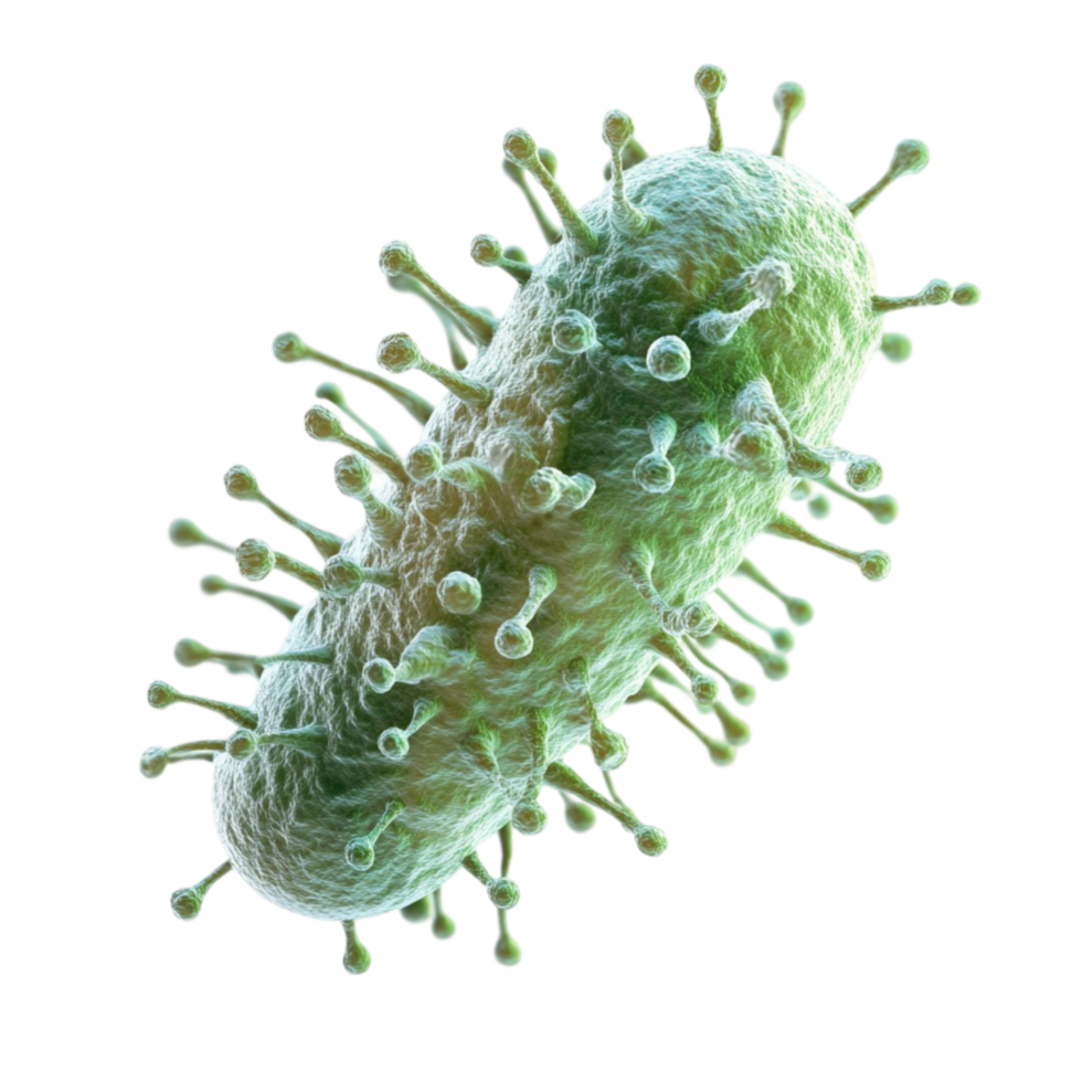 Green Virus Particle with Spiky Surface Floating AI-GeneratIive png