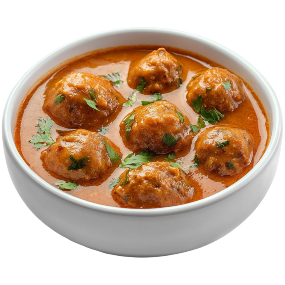 Bowl of Meatballs in Red Sauce Served on Transparent background png