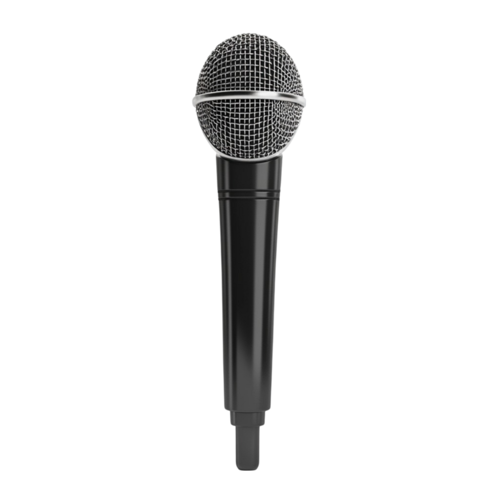 Black Microphone with Silver Diaphragm AI-GeneratIive png