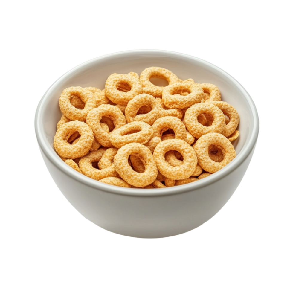 Bowl of Golden Cereal with Smooth, Shiny Surface on Transparent background png