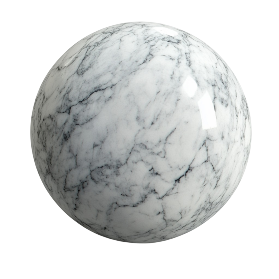 Large Round White Marble Sphere with Speckled Pattern AI-GeneratIive png