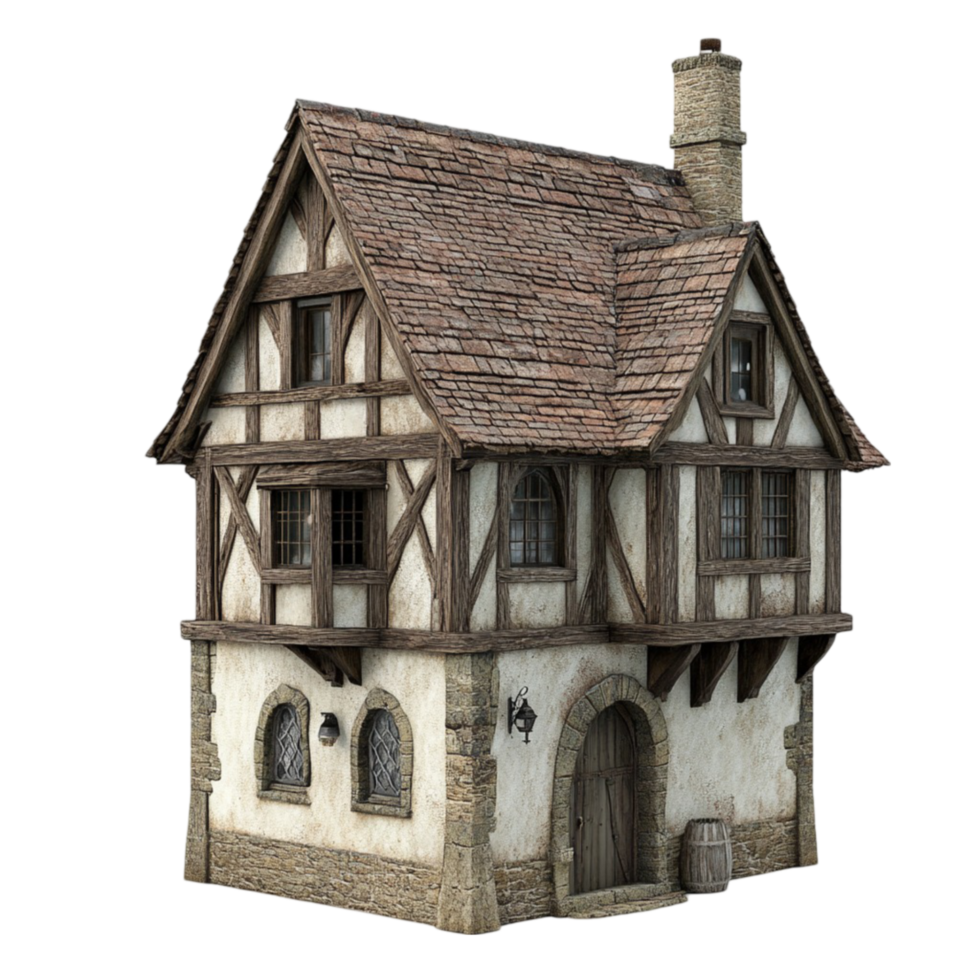 3D Model of Traditional German House with Steeply AI-GeneratIive png