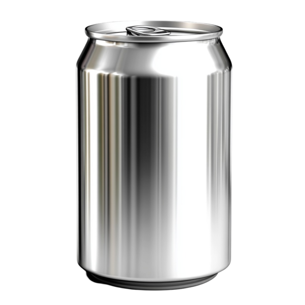Shiny Metallic Soda Can with Smooth Silver Surface AI-GeneratIive png