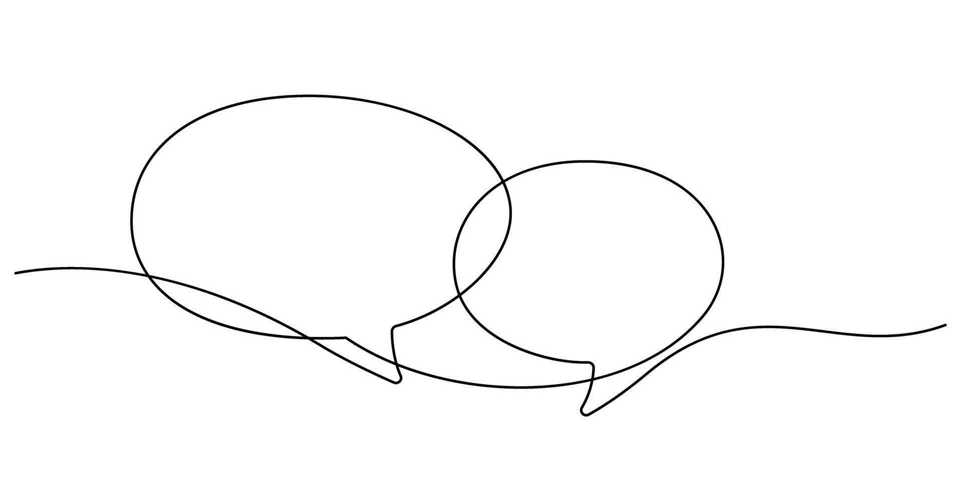 speech bubble chatting message one line drawing vector