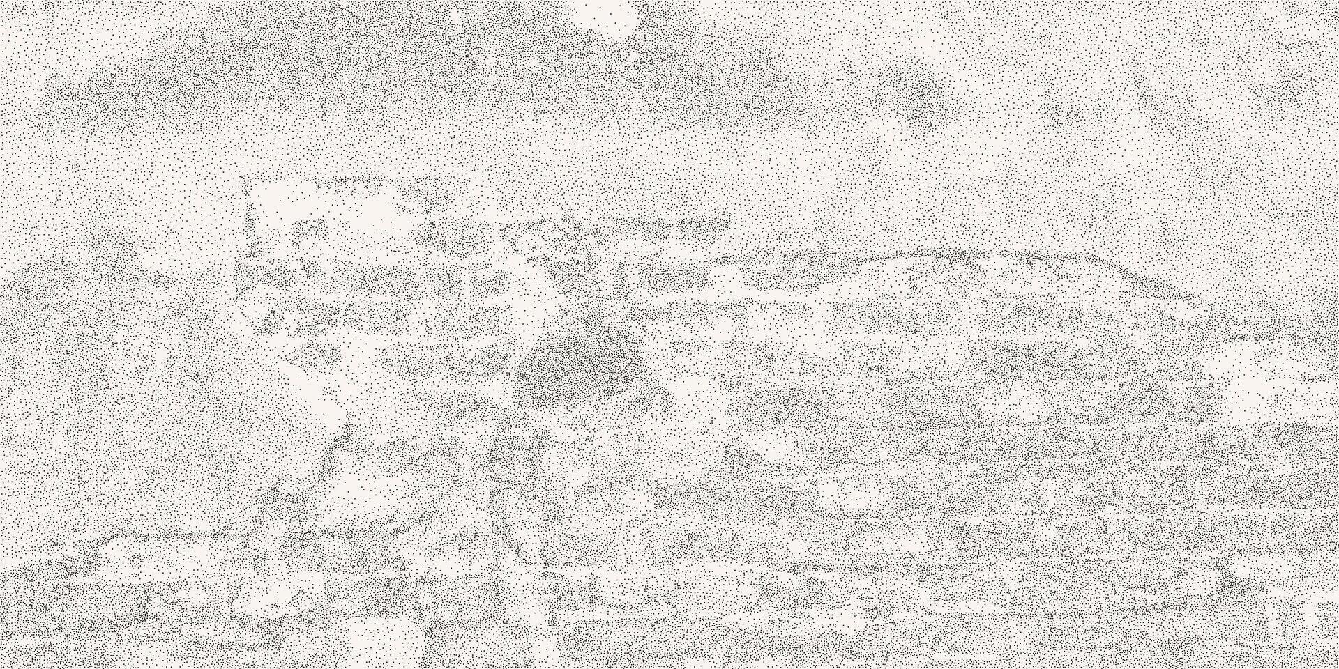 Black dotted textured background, noisy gritty dot halftone effect. Old cracked brick wall texture, vintage distress overlay. Black and white decorative element. vector