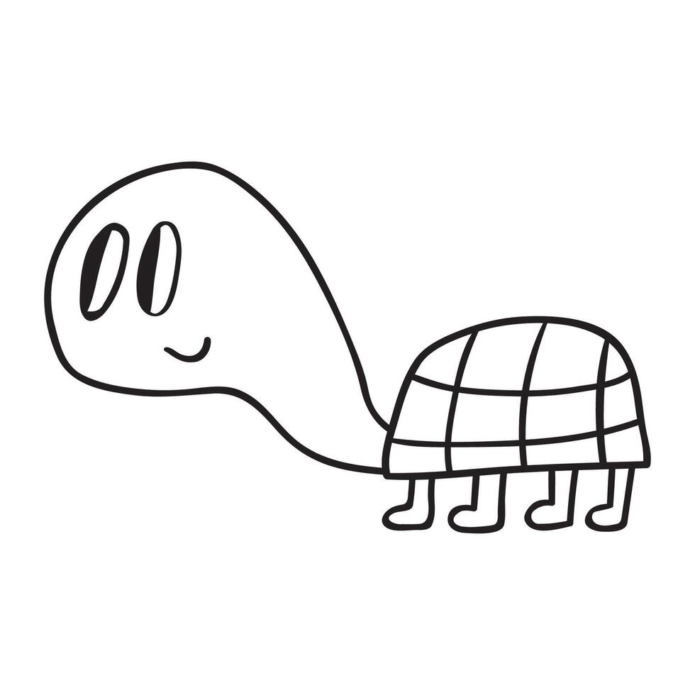 Cute little turtle. Outline icon. Funny animal. design. Illustration on white background. vector