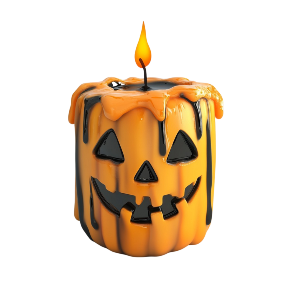 Jack-O-Lantern Candle, Creepy and Spooky Halloween Decoration AI-GeneratIive png