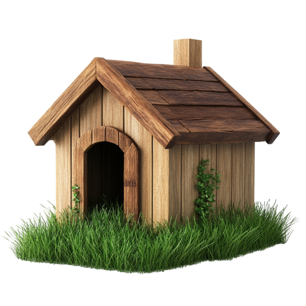 3D Rendering of Small Wooden Cottage AI-GeneratIive png