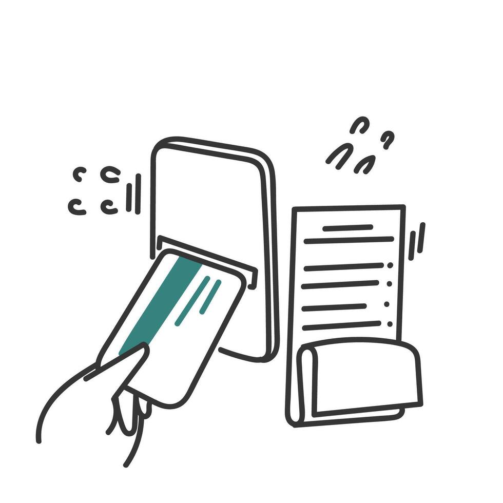 a hand holding a credit card and a receipt bill vector