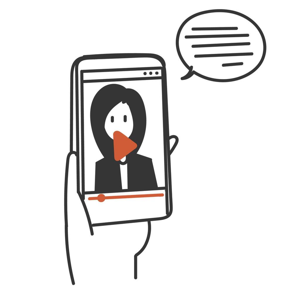 a hand holding a phone with a chat on it vector