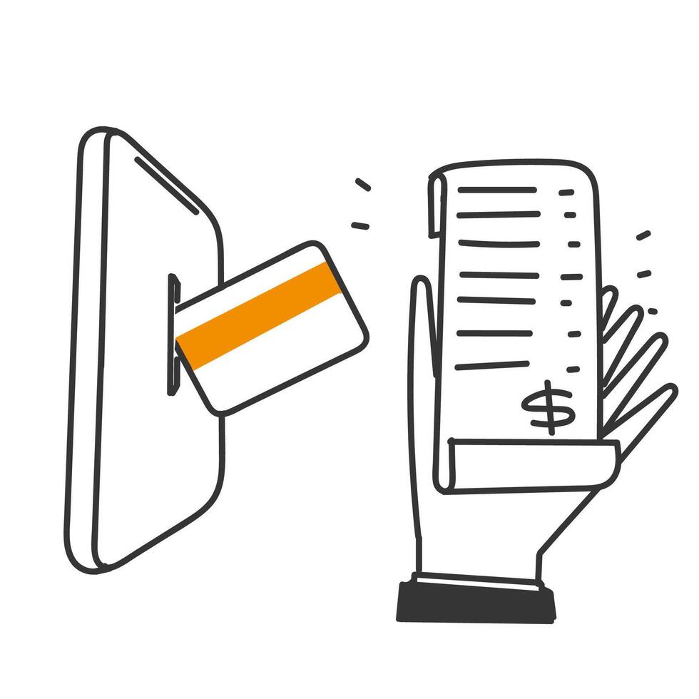 a hand holding a credit card and a phone bill payment vector